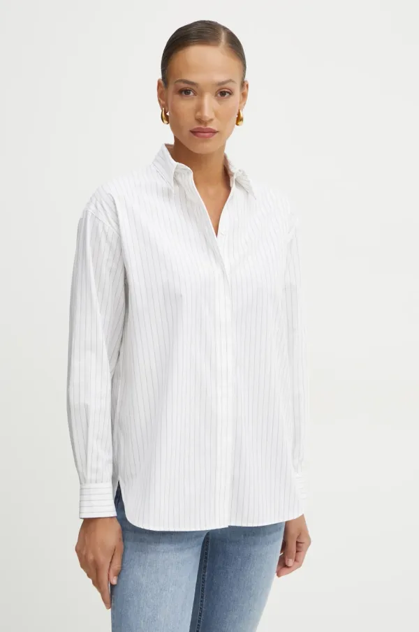 Pinko Pamučna košulja Pinko za žene, boja: bijela, relaxed, s klasičnim ovratnikom, 104026 A2FH