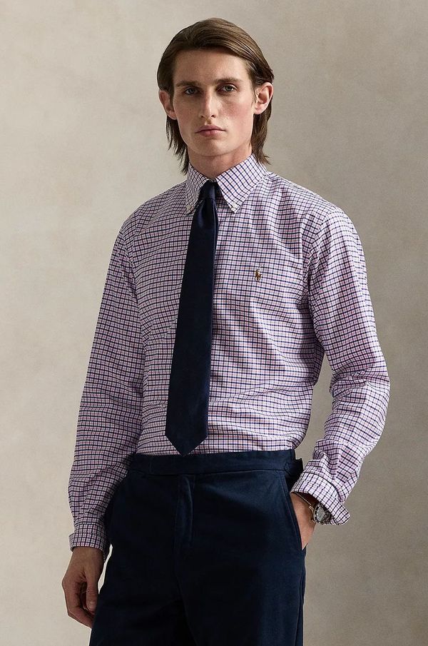 Polo Ralph Lauren Pamučna košulja Polo Ralph Lauren za muškarce, boja: ružičasta, regular, s button-down ovratnikom, 712969014