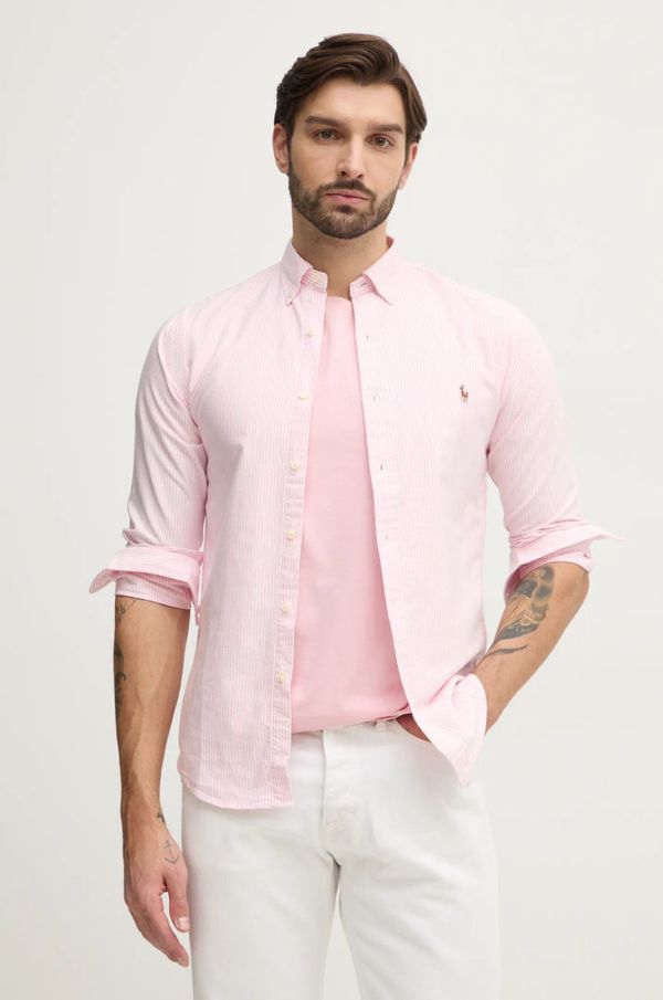 Polo Ralph Lauren Pamučna košulja Polo Ralph Lauren za muškarce, boja: ružičasta, slim, s klasičnim ovratnikom, 710953710