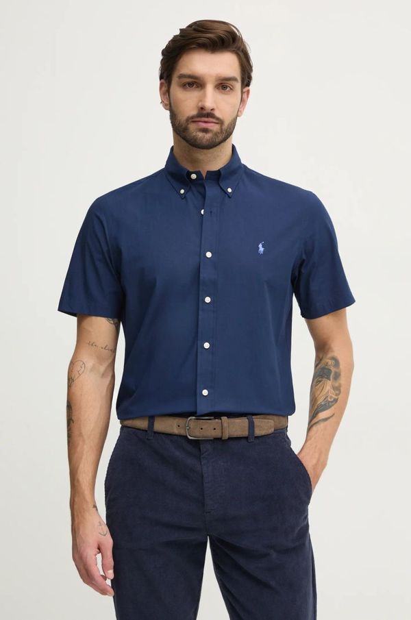 Polo Ralph Lauren Pamučna košulja Polo Ralph Lauren za muškarce, boja: tamno plava, regular, s button-down ovratnikom, 710945315