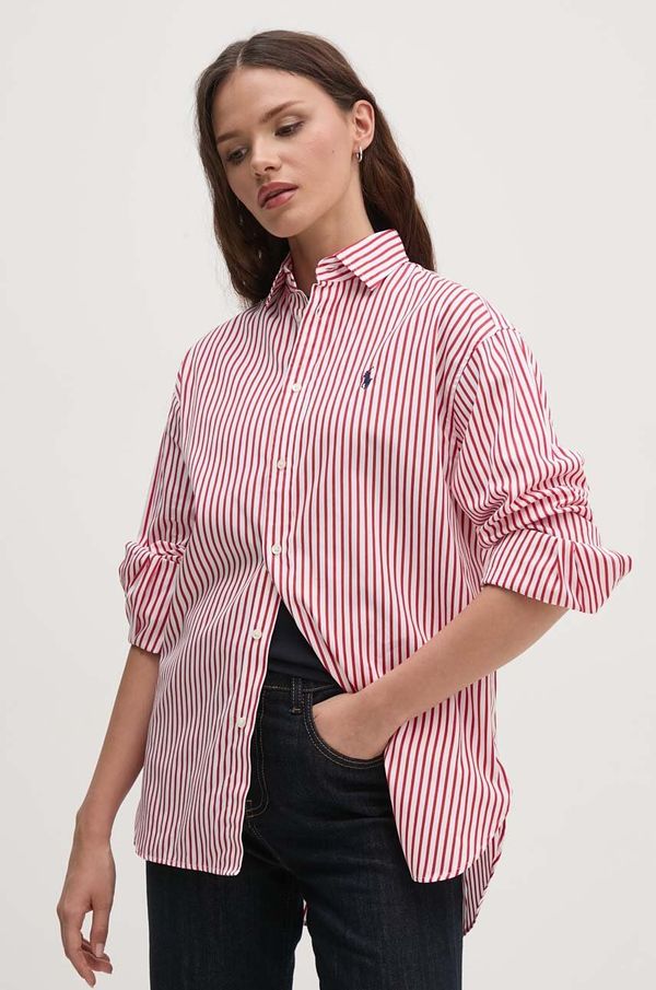 Polo Ralph Lauren Pamučna košulja Polo Ralph Lauren za žene, boja: bijela, relaxed, s klasičnim ovratnikom