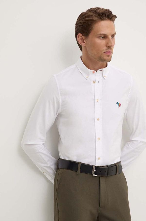 PS Paul Smith Pamučna košulja PS Paul Smith za muškarce, boja: bijela, regular, s klasičnim ovratnikom, M2R.599R.N21846