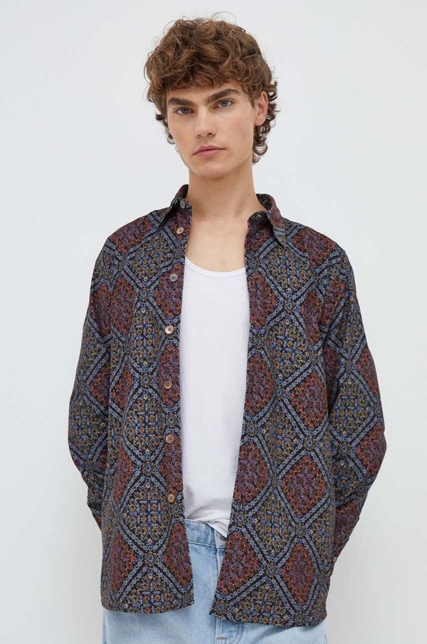 PS Paul Smith Pamučna košulja PS Paul Smith za muškarce, boja: crna, regular, s klasičnim ovratnikom