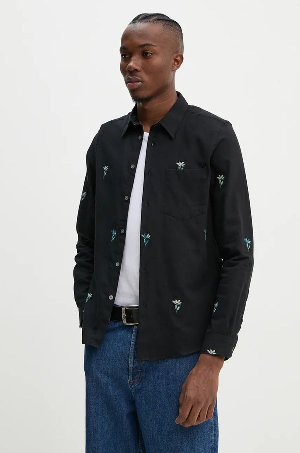 PS Paul Smith Pamučna košulja PS Paul Smith za muškarce, boja: crna, regular, s klasičnim ovratnikom, M2R.614P.N22179