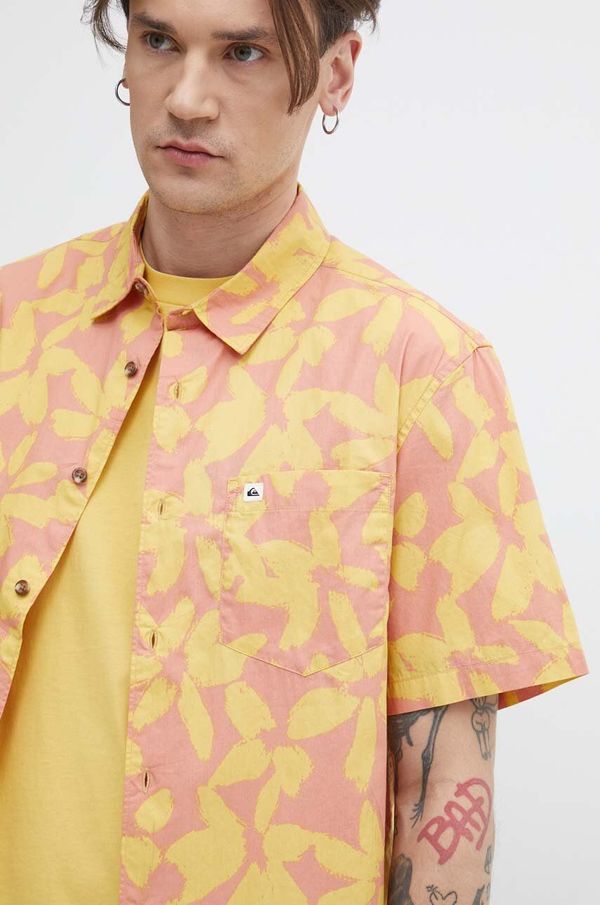 Quiksilver Pamučna košulja Quiksilver za muškarce, boja: narančasta, regular, s klasičnim ovratnikom