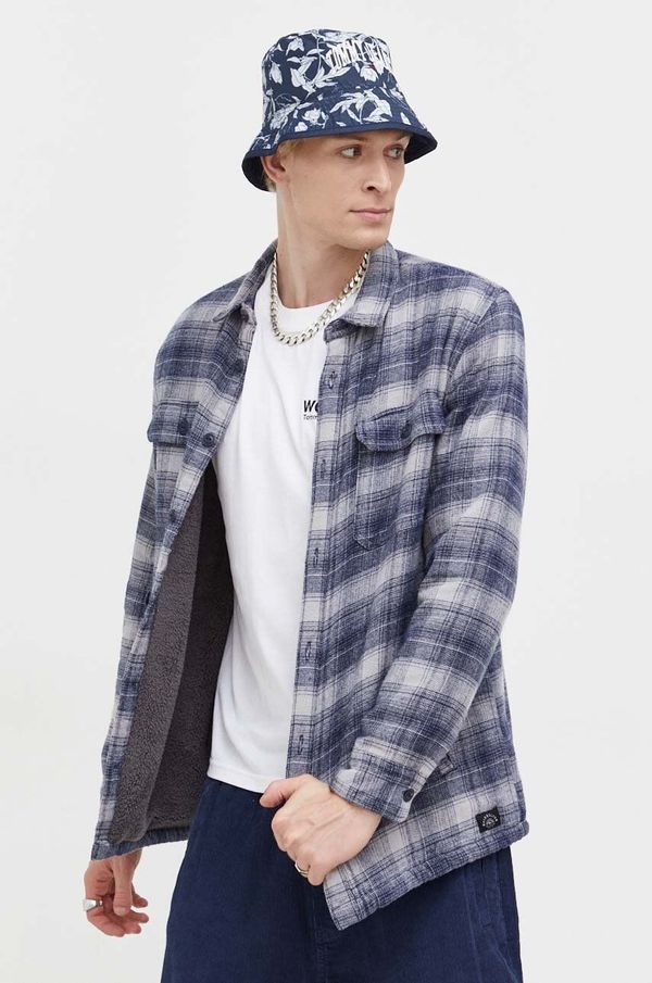 Quiksilver Pamučna košulja Quiksilver za muškarce, boja: siva, regular, s klasičnim ovratnikom