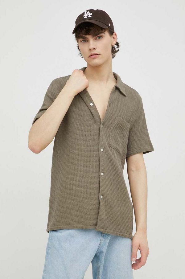 Samsoe Samsoe Pamučna košulja Samsoe Samsoe Avan za muškarce, boja: zelena, regular, s klasičnim ovratnikom