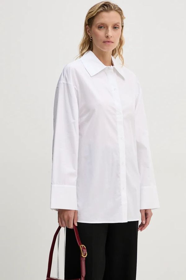 Samsoe Samsoe Pamučna košulja Samsoe Samsoe SACATA za žene, boja: bijela, relaxed, s klasičnim ovratnikom, F24300171