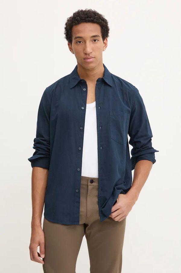 Samsoe Samsoe Pamučna košulja Samsoe Samsoe SALIAM za muškarce, boja: tamno plava, regular, s klasičnim ovratnikom, M24300052