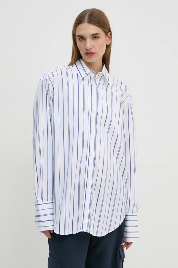 Samsoe Samsoe Pamučna košulja Samsoe Samsoe SALOVAS za žene, boja: bijela, relaxed, s klasičnim ovratnikom, F24300066