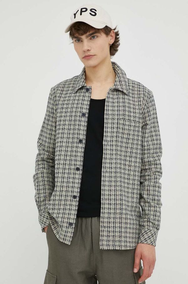 Samsoe Samsoe Pamučna košulja Samsoe Samsoe za muškarce, boja: siva, regular, s klasičnim ovratnikom