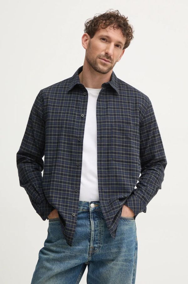 Samsoe Samsoe Pamučna košulja Samsoe Samsoe za muškarce, boja: tamno plava, regular, s klasičnim ovratnikom, M24400039