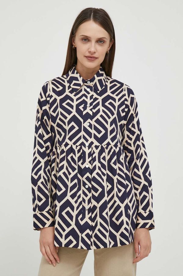 Seidensticker Pamučna košulja Seidensticker za žene, boja: tamno plava, regular, s klasičnim ovratnikom