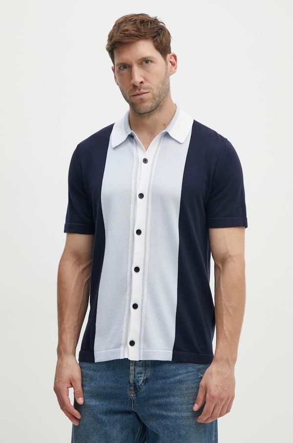 Sisley Pamučna košulja Sisley za muškarce, boja: tamno plava, regular, s klasičnim ovratnikom, 1094T500E