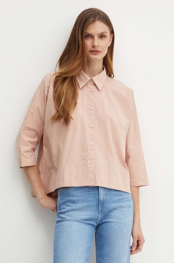 Sisley Pamučna košulja Sisley za žene, boja: narančasta, regular, s klasičnim ovratnikom