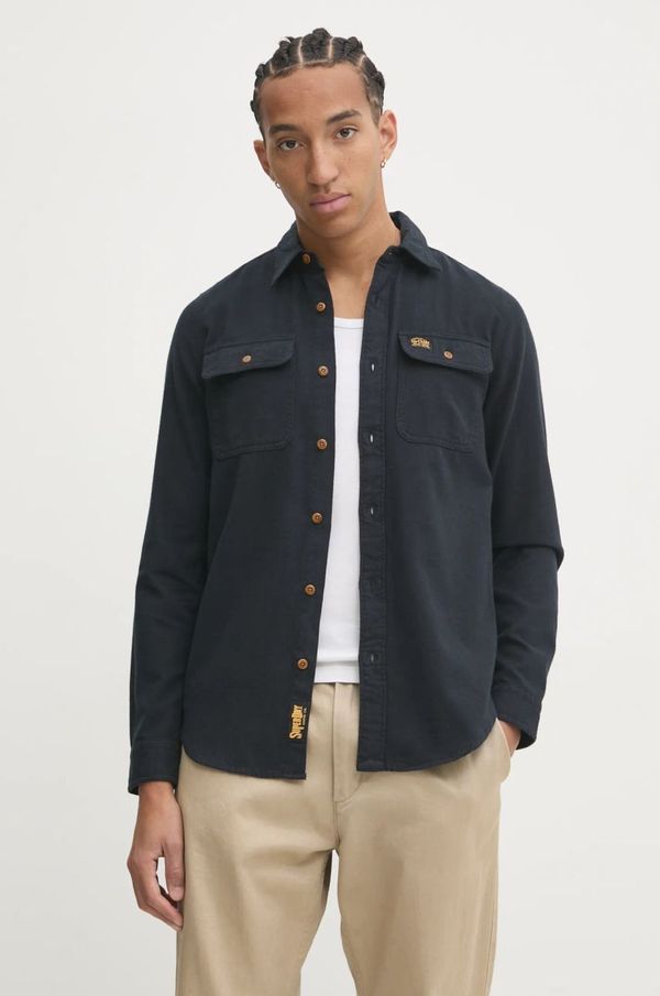 Superdry Pamučna košulja Superdry za muškarce, boja: tamno plava, regular, s klasičnim ovratnikom, M4010723A-12A