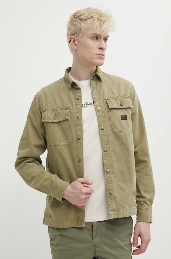 Superdry Pamučna košulja Superdry za muškarce, boja: zelena, regular, s klasičnim ovratnikom