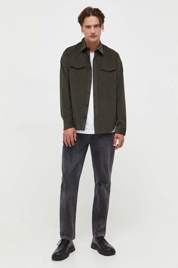 Tiger of Sweden Pamučna košulja Tiger Of Sweden za muškarce, boja: zelena, regular, s klasičnim ovratnikom