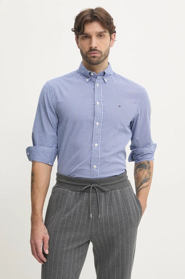 Tommy Hilfiger Pamučna košulja Tommy Hilfiger za muškarce, boja: tamno plava, regular, s button-down ovratnikom, MW0MW37548