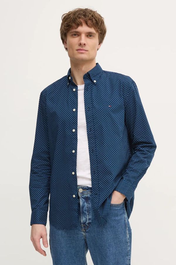 Tommy Hilfiger Pamučna košulja Tommy Hilfiger za muškarce, boja: tamno plava, regular, s button-down ovratnikom, MW0MW37554
