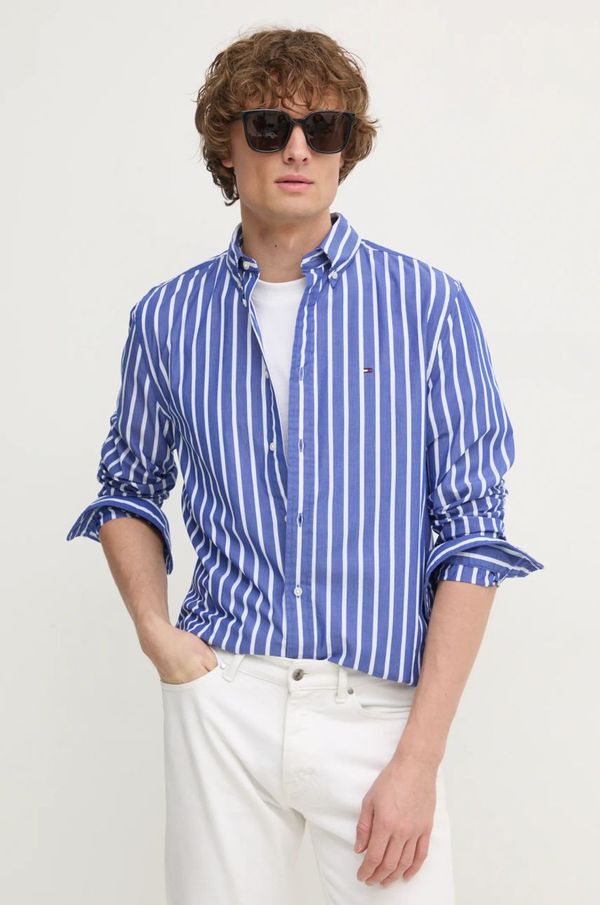 Tommy Hilfiger Pamučna košulja Tommy Hilfiger za muškarce, boja: tamno plava, regular, s button-down ovratnikom, MW0MW37556
