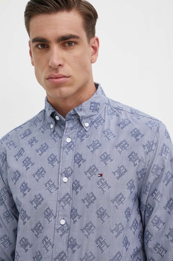 Tommy Hilfiger Pamučna košulja Tommy Hilfiger za muškarce, boja: tamno plava, regular, s klasičnim ovratnikom, MW0MW34557