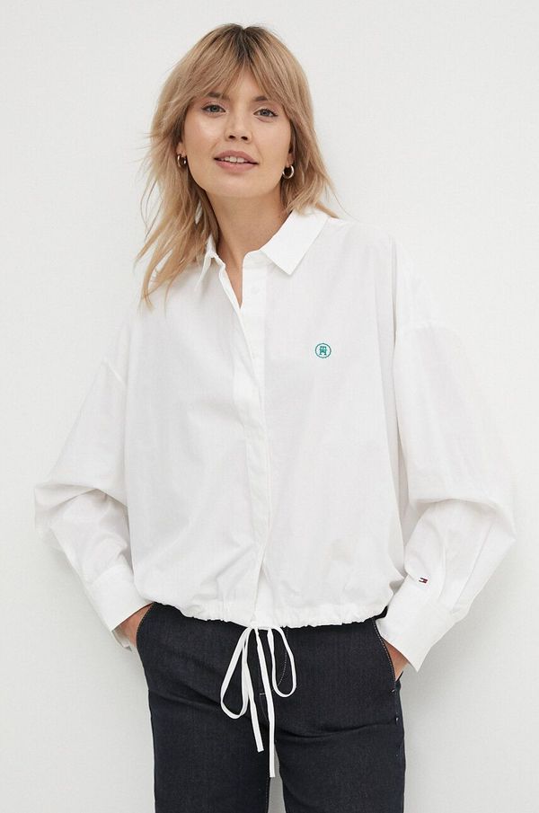 Tommy Hilfiger Pamučna košulja Tommy Hilfiger za žene, boja: bijela, relaxed, s klasičnim ovratnikom