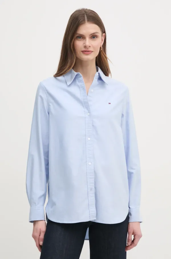 Tommy Hilfiger Pamučna košulja Tommy Hilfiger za žene, regular, s klasičnim ovratnikom, WW0WW46111