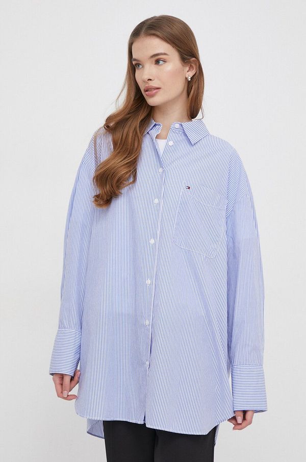 Tommy Hilfiger Pamučna košulja Tommy Hilfiger za žene, relaxed, s klasičnim ovratnikom