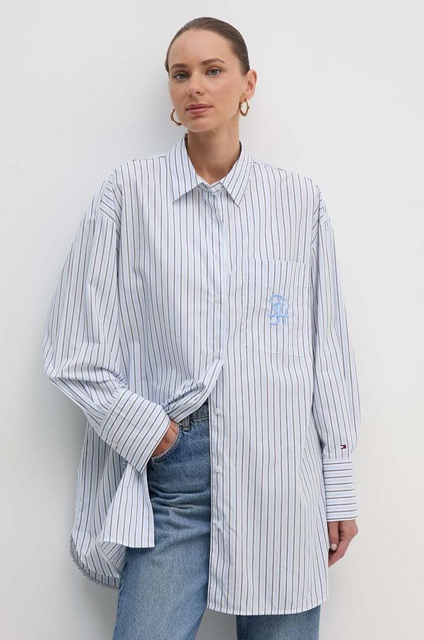 Tommy Hilfiger Pamučna košulja Tommy Hilfiger za žene, relaxed, s klasičnim ovratnikom, WW0WW42592