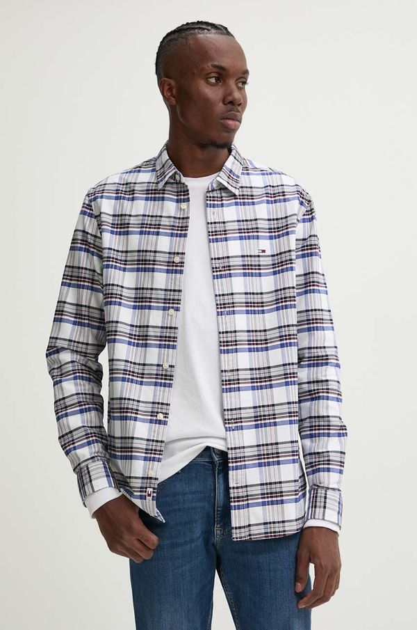 Tommy Jeans Pamučna košulja Tommy Jeans za muškarce, boja: bijela, regular, s klasičnim ovratnikom, DM0DM19648
