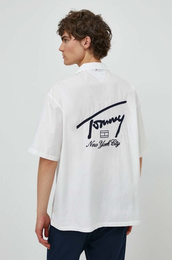Tommy Jeans Pamučna košulja Tommy Jeans za muškarce, boja: bijela, relaxed, DM0DM19139