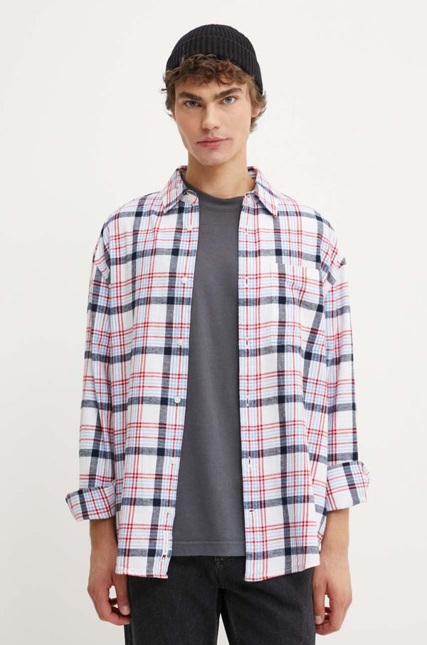 Tommy Jeans Pamučna košulja Tommy Jeans za muškarce, boja: bijela, relaxed, s klasičnim ovratnikom, DM0DM19532