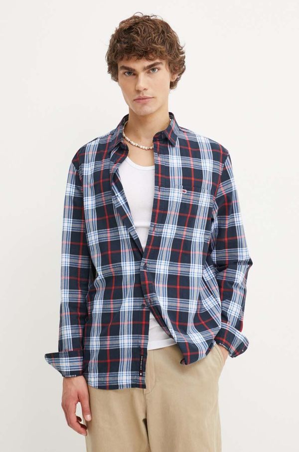 Tommy Jeans Pamučna košulja Tommy Jeans za muškarce, boja: tamno plava, regular, s klasičnim ovratnikom, DM0DM19512