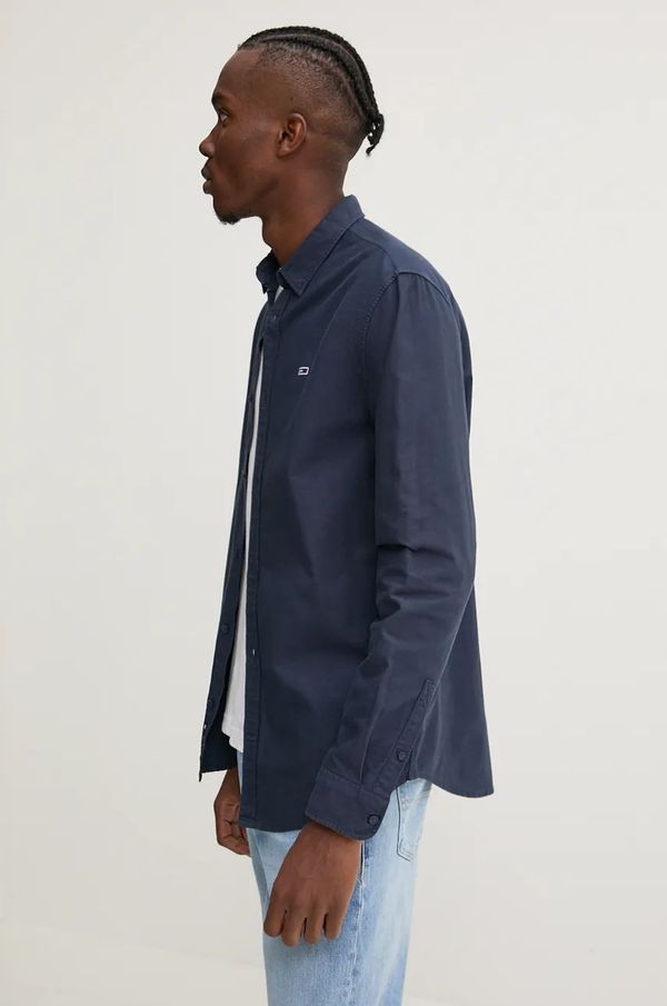 Tommy Jeans Pamučna košulja Tommy Jeans za muškarce, boja: tamno plava, regular, s klasičnim ovratnikom, DM0DM20458