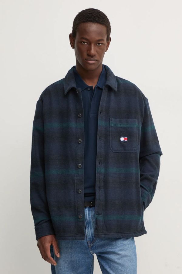 Tommy Jeans Pamučna košulja Tommy Jeans za muškarce, boja: tamno plava, relaxed, s klasičnim ovratnikom, DM0DM19657