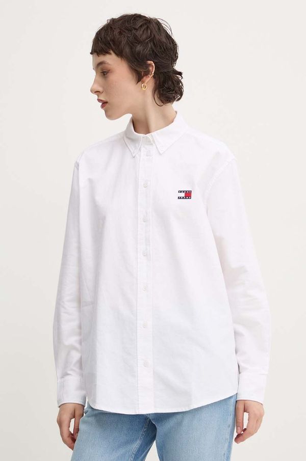 Tommy Jeans Pamučna košulja Tommy Jeans za žene, boja: bijela, regular, s klasičnim ovratnikom, DW0DW19709