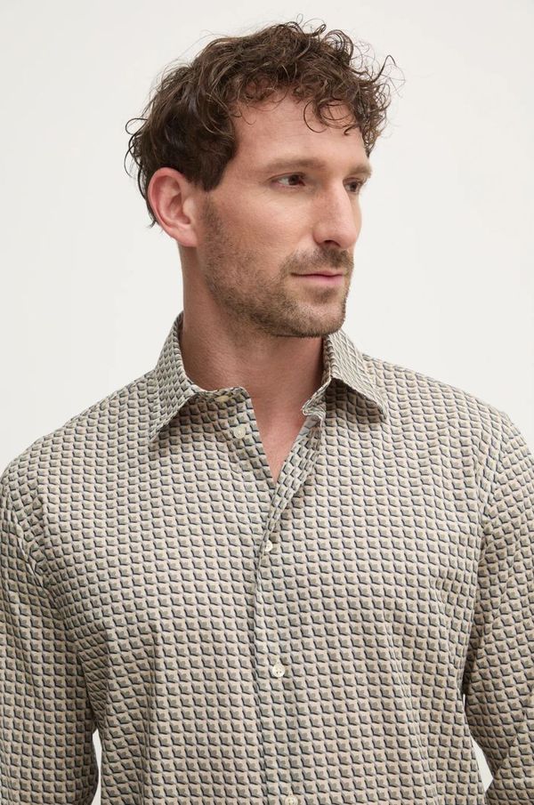 United Colors of Benetton Pamučna košulja United Colors of Benetton za muškarce, boja: bež, regular, s klasičnim ovratnikom, 51E8UQ04A