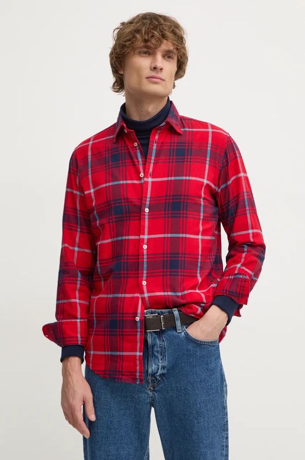 United Colors of Benetton Pamučna košulja United Colors of Benetton za muškarce, boja: crvena, regular, s klasičnim ovratnikom, 5TCRUQ04X