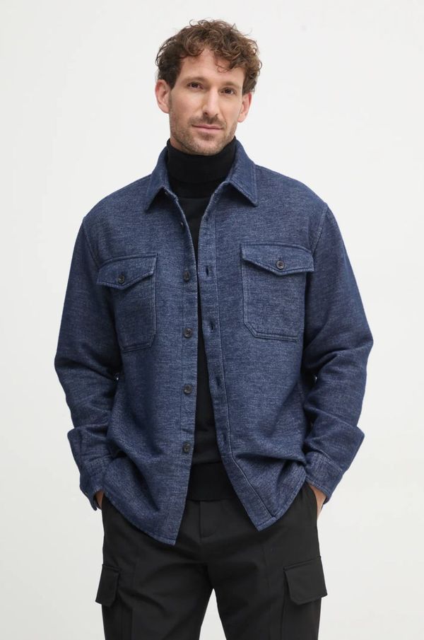 United Colors of Benetton Pamučna košulja United Colors of Benetton za muškarce, boja: tamno plava, regular, s klasičnim ovratnikom, 5E5YUQ04Z