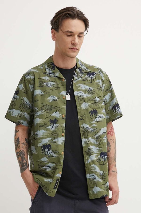 Vans Pamučna košulja Vans za muškarce, boja: zelena, regular