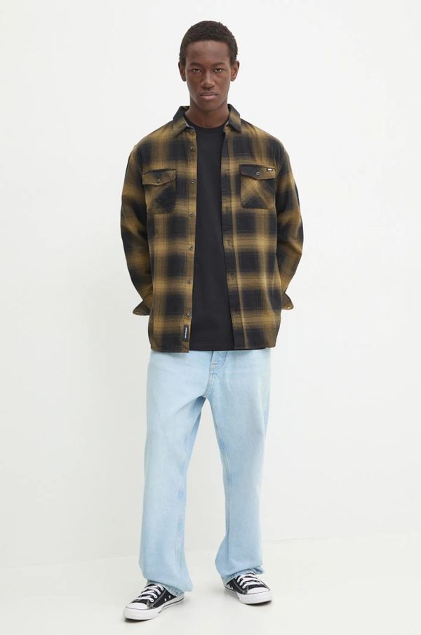 Vans Pamučna košulja Vans za muškarce, boja: zelena, regular, s klasičnim ovratnikom, VN0A3HL3DRI1