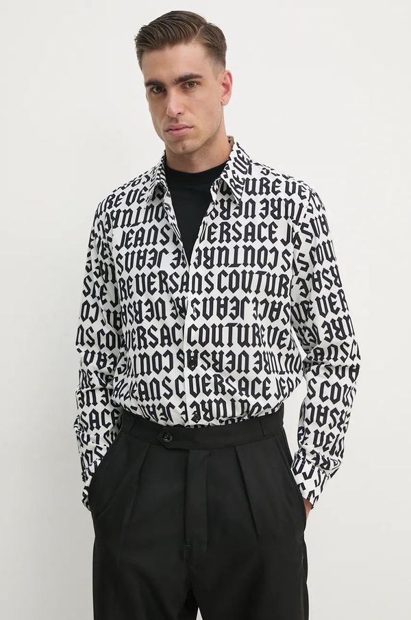 Versace Jeans Couture Pamučna košulja Versace Jeans Couture za muškarce, boja: bijela, regular, s klasičnim ovratnikom, 77GAL2R0 NS469