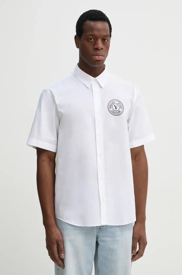 Versace Jeans Couture Pamučna košulja Versace Jeans Couture za muškarce, boja: bijela, regular, s klasičnim ovratnikom, 78GALY11 CN002