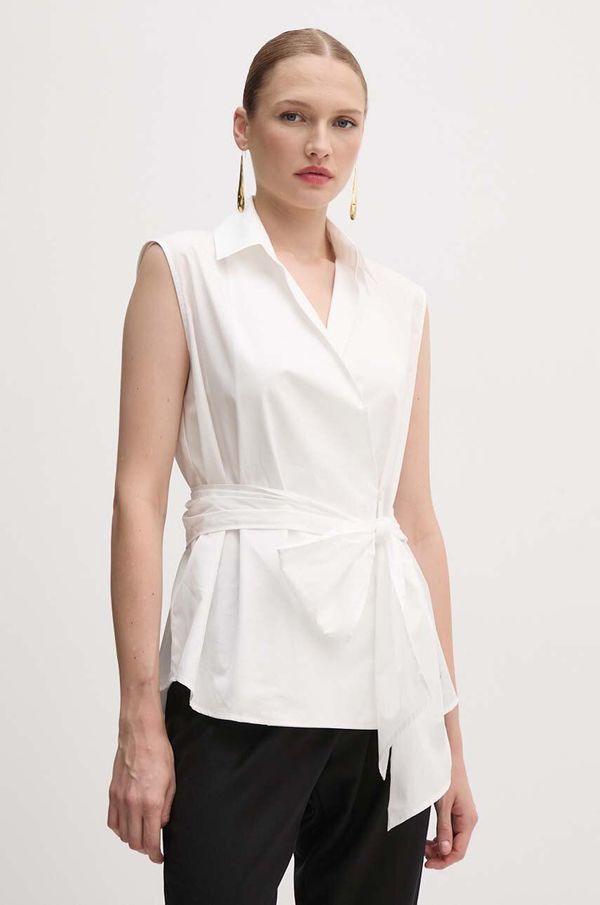 Weekend Max Mara Pamučna košulja Weekend Max Mara za žene, boja: bijela, relaxed, s klasičnim ovratnikom, 2425116121600