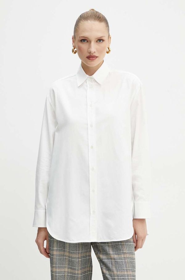 Weekend Max Mara Pamučna košulja Weekend Max Mara za žene, boja: bijela, relaxed, s klasičnim ovratnikom, 2425196016600