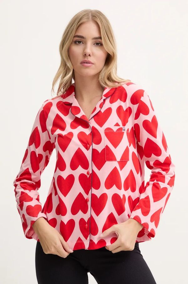 United Colors of Benetton Pamučna košulja za spavanje United Colors of Benetton boja: ružičasta, 3MR73M05V