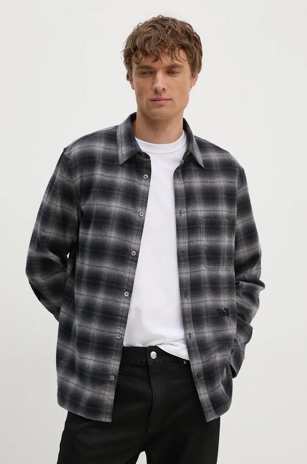 Zadig&Voltaire Pamučna košulja ZADIG&VOLTAIRE za muškarce, boja: siva, relaxed, s klasičnim ovratnikom, WMSH00298