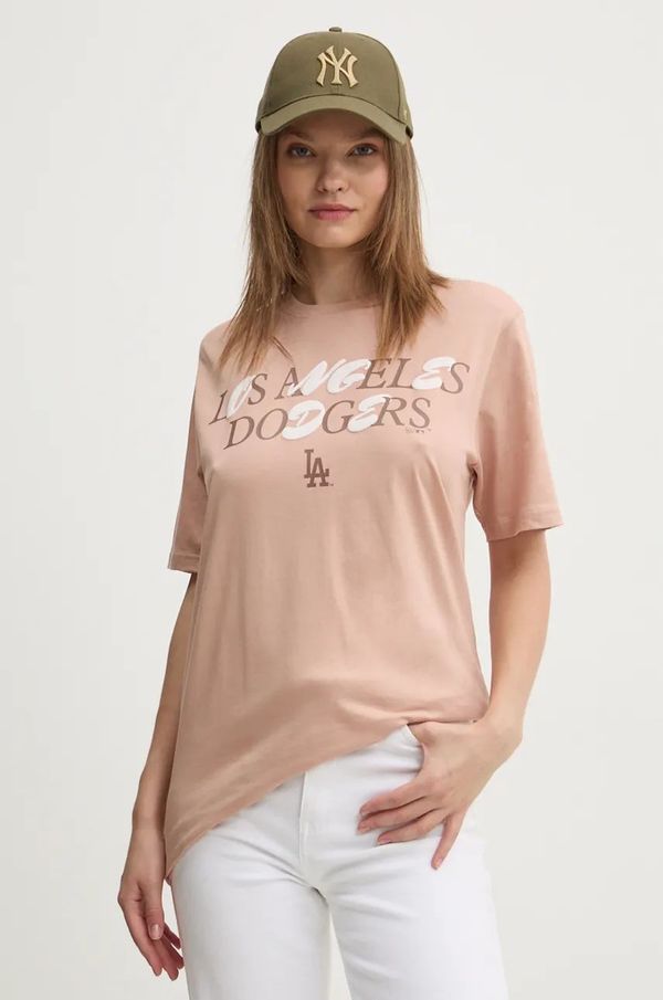 47 brand Pamučna majica 47 brand MLB Los Angeles Dodgers za žene, boja: bež, BB012TEPUFF620781O0