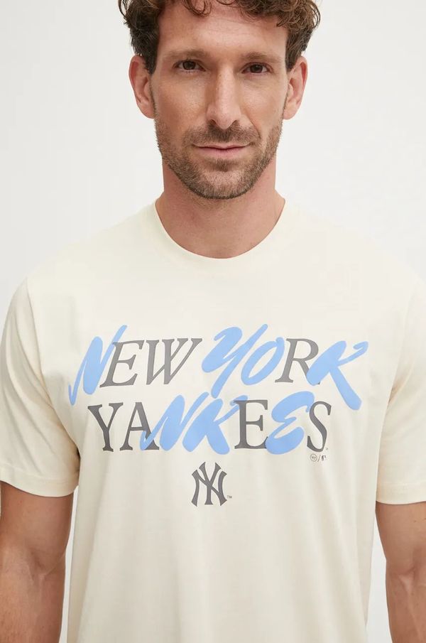 47 brand Pamučna majica 47 brand MLB New York Yankees za muškarce, boja: bež, s tiskom, BB017TEPUFF636101Y0